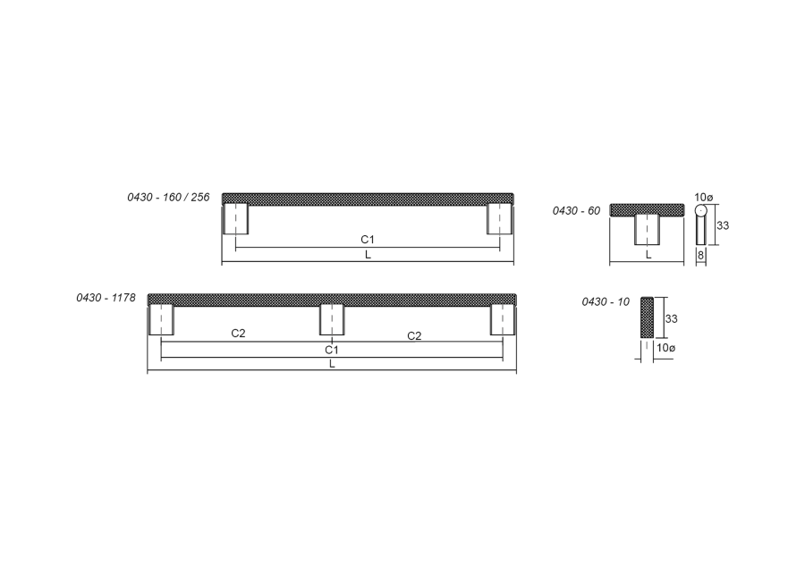 Ilga Rankenėlė GRAF MINI -  1200 mm |šlifuotas žalvaris L291